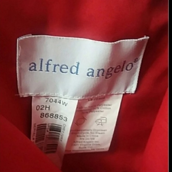#330 Alfred Angelo - Size: 28W Style 7044 Red/Off White Satin Dress - Picture 5 of 5